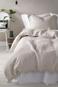 Outlet Ellos Home Sengesæt Elmira i vasket hør 2 eller 3 dele A121b 100% linen beige