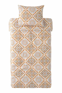 Hot Ellos Home Sengesæt Elly Tile i genanvendt halvlinned 2 eller 3 stykker Blå