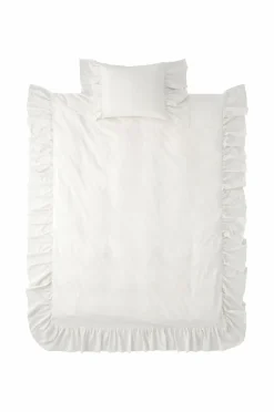 Outlet Ellos Home Sengesæt Juliett Giant Frill i vasket bomuld 2 dele Lys hvid grå