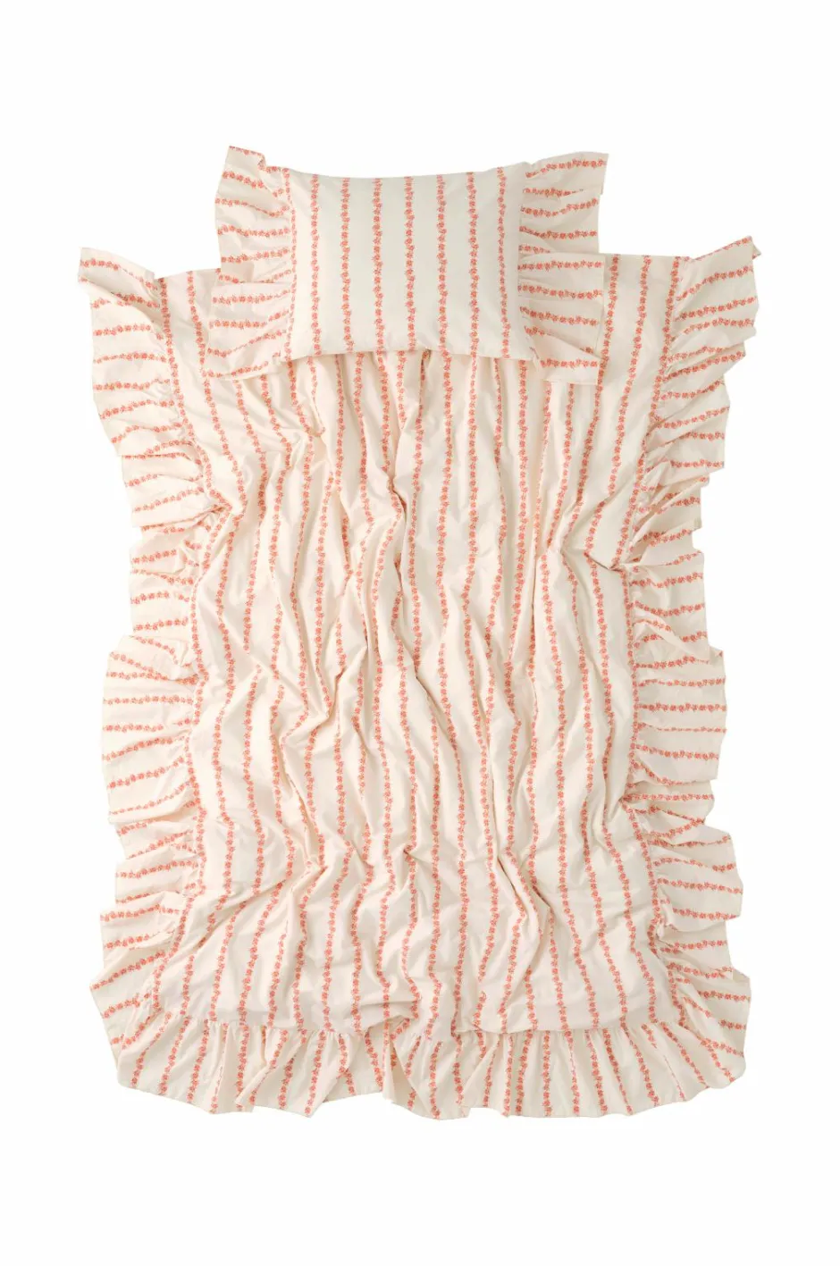Discount Ellos Home Sengesæt Juliette Garland Giant Frill i bomuld 2 dele Abrikosrosa/creme