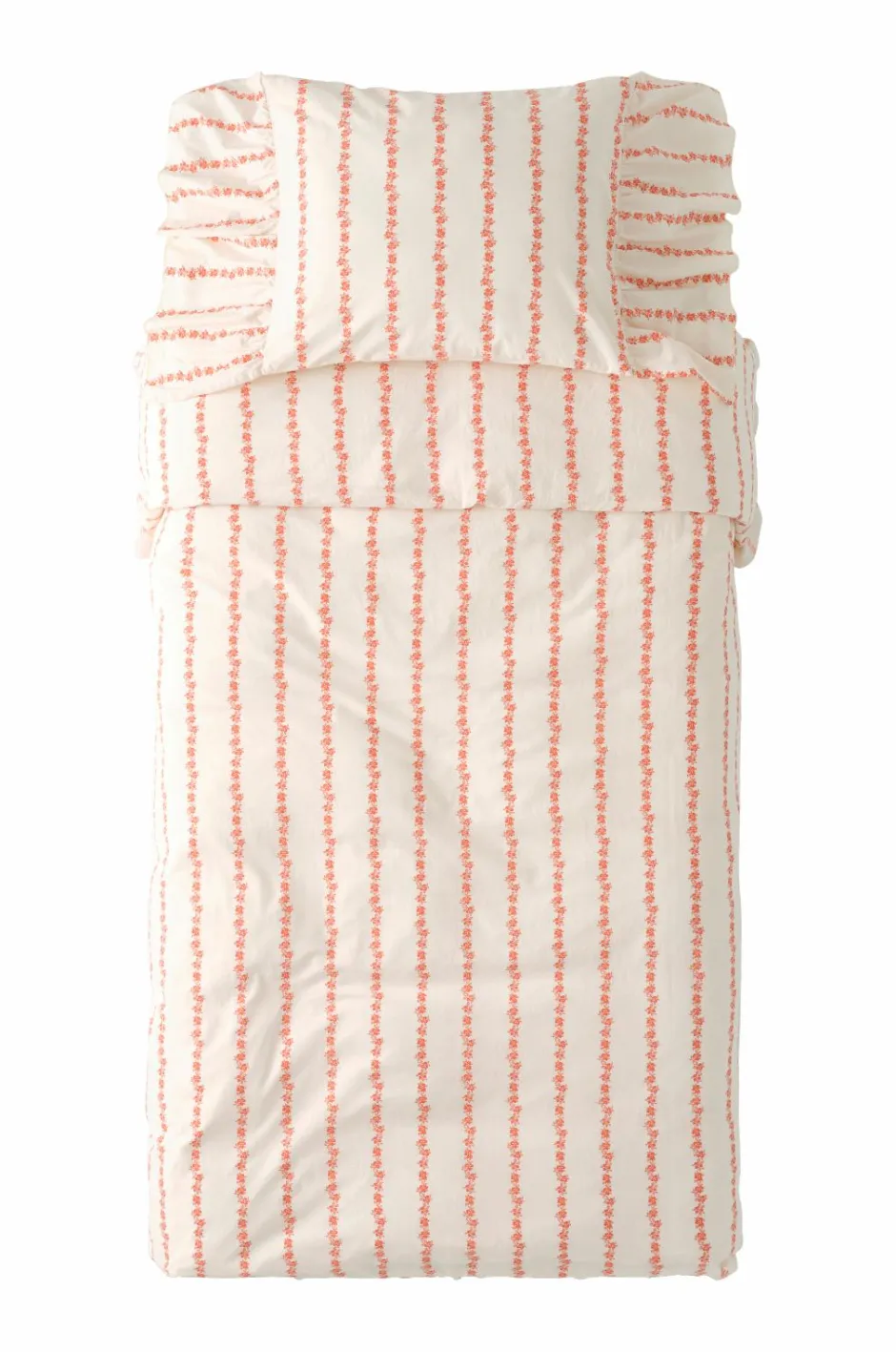 Discount Ellos Home Sengesæt Juliette Garland Giant Frill i bomuld 2 dele Abrikosrosa/creme