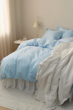Clearance Ellos Home Sengesæt Juliette af økologisk bomuld - 2 eller 3 dele Lyseblå