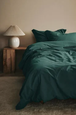 Discount Ellos Home Sengesæt Juliette af økologisk bomuld - 2 eller 3 dele Petrolgrøn