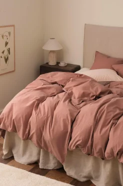 Online Ellos Home Sengesæt Rania i vintagevasket bomuld Rustpink