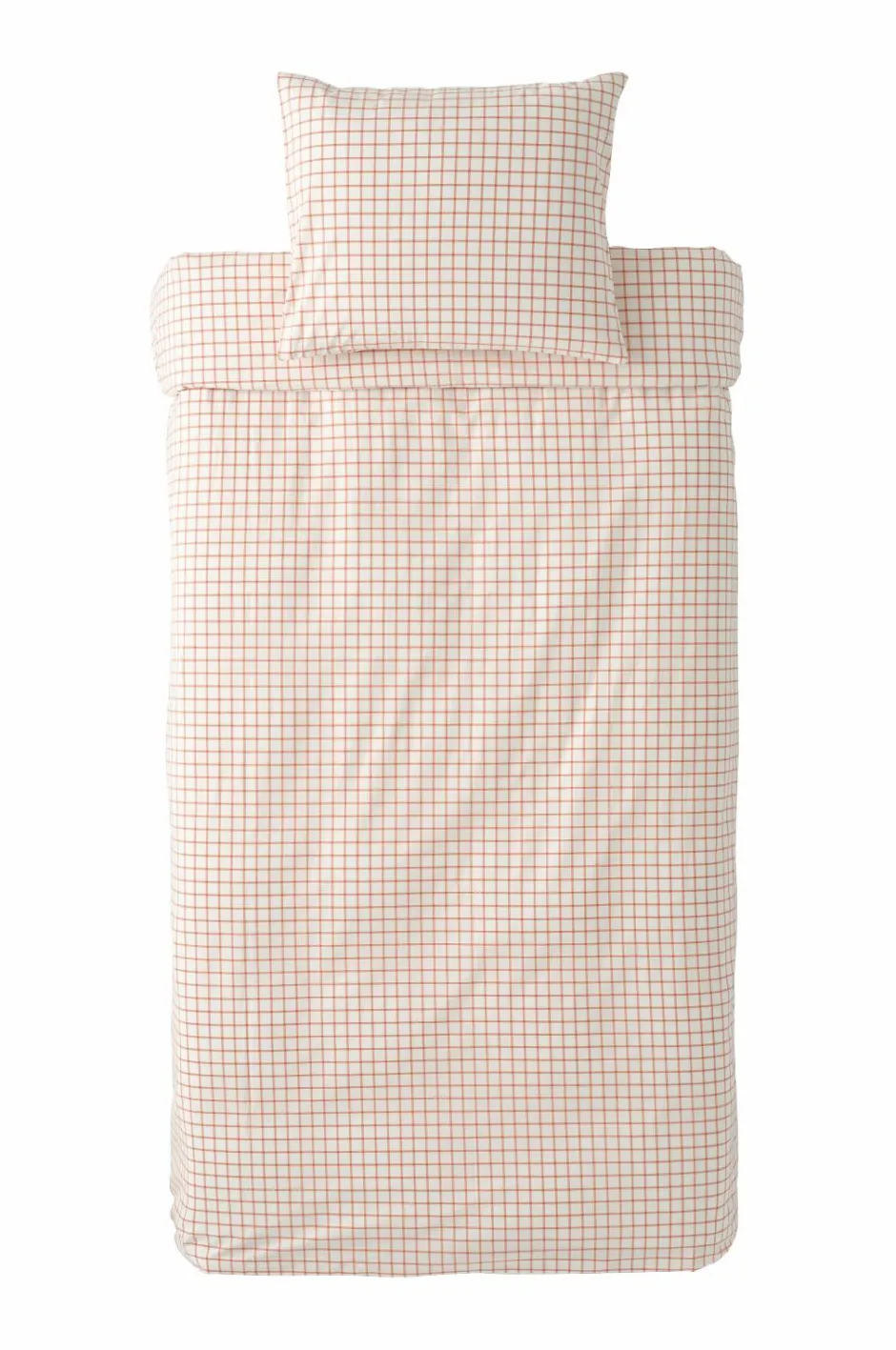 Outlet Ellos Home Sengesæt Sonneli Check i bomuld 2 eller 3 stykker Mørk abrikos orange