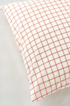 Outlet Ellos Home Sengesæt Sonneli Check i bomuld 2 eller 3 stykker Mørk abrikos orange