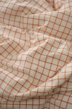 Outlet Ellos Home Sengesæt Sonneli Check i bomuld 2 eller 3 stykker Mørk abrikos orange