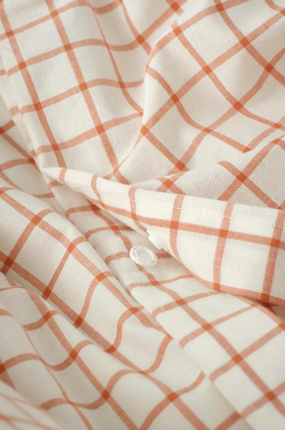 Outlet Ellos Home Sengesæt Sonneli Check i bomuld 2 eller 3 stykker Mørk abrikos orange