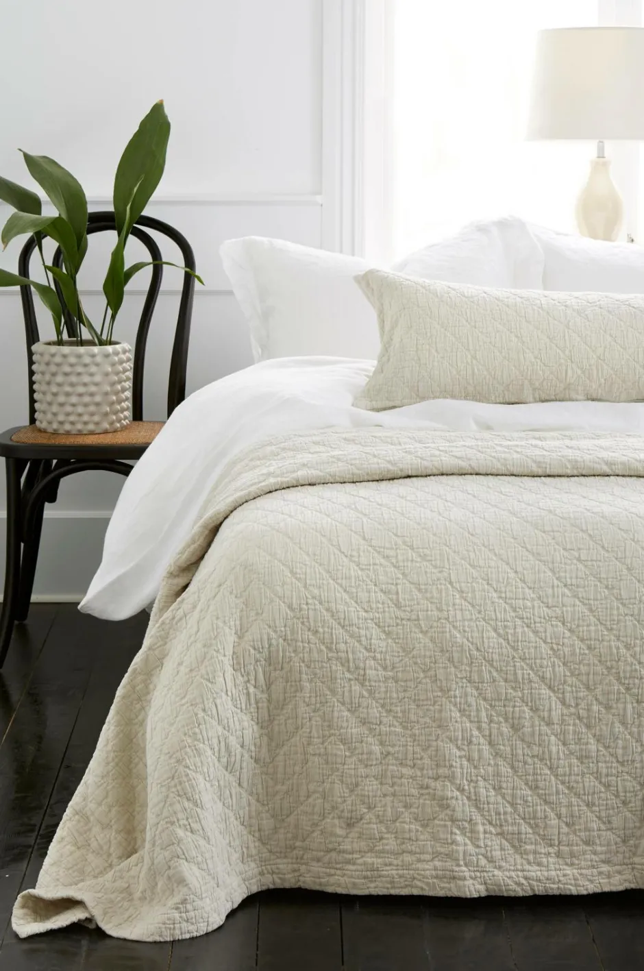 Clearance Ellos Home Sengetæppe Thelma Check i bomuld Beige