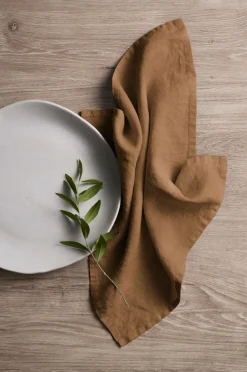 Discount Ellos Home Serviet Malva 2-pak i 100% hør Guldbrun