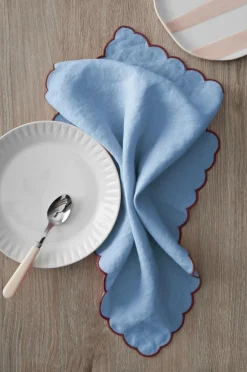Clearance Ellos Home Servietter Malva Scallop 40x40 cm 2-pak Himmelblå