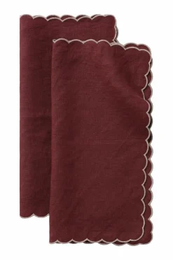 Clearance Ellos Home Servietter Malva Scallop 40x40 cm 2-pak Bourgogne