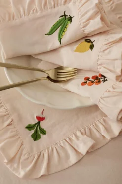 Outlet Ellos Home Servietter Lovisa Embrodery 4-pak Lyserød