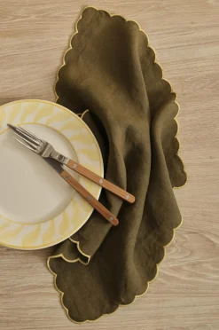 Outlet Ellos Home Servietter Malva Scallop 40x40 cm 2-pak Mørkegrøn