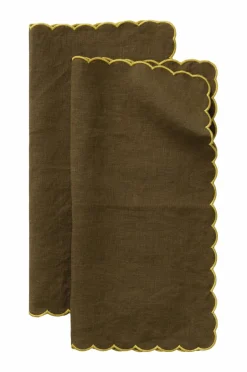 Outlet Ellos Home Servietter Malva Scallop 40x40 cm 2-pak Mørkegrøn