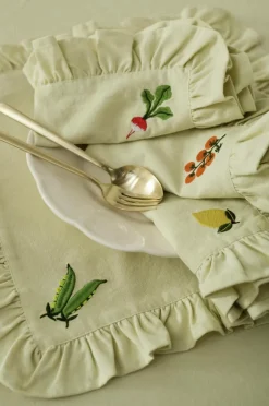 Outlet Ellos Home Servietter Lovisa Embrodery 4-pak Lys avocadogrøn