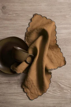 Online Ellos Home Servietter Malva Scallop 40x40 cm 2-pak Guldbrun