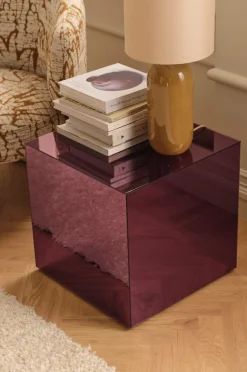 Outlet Ellos Home Sidebord Kube med spejlglas Lilla