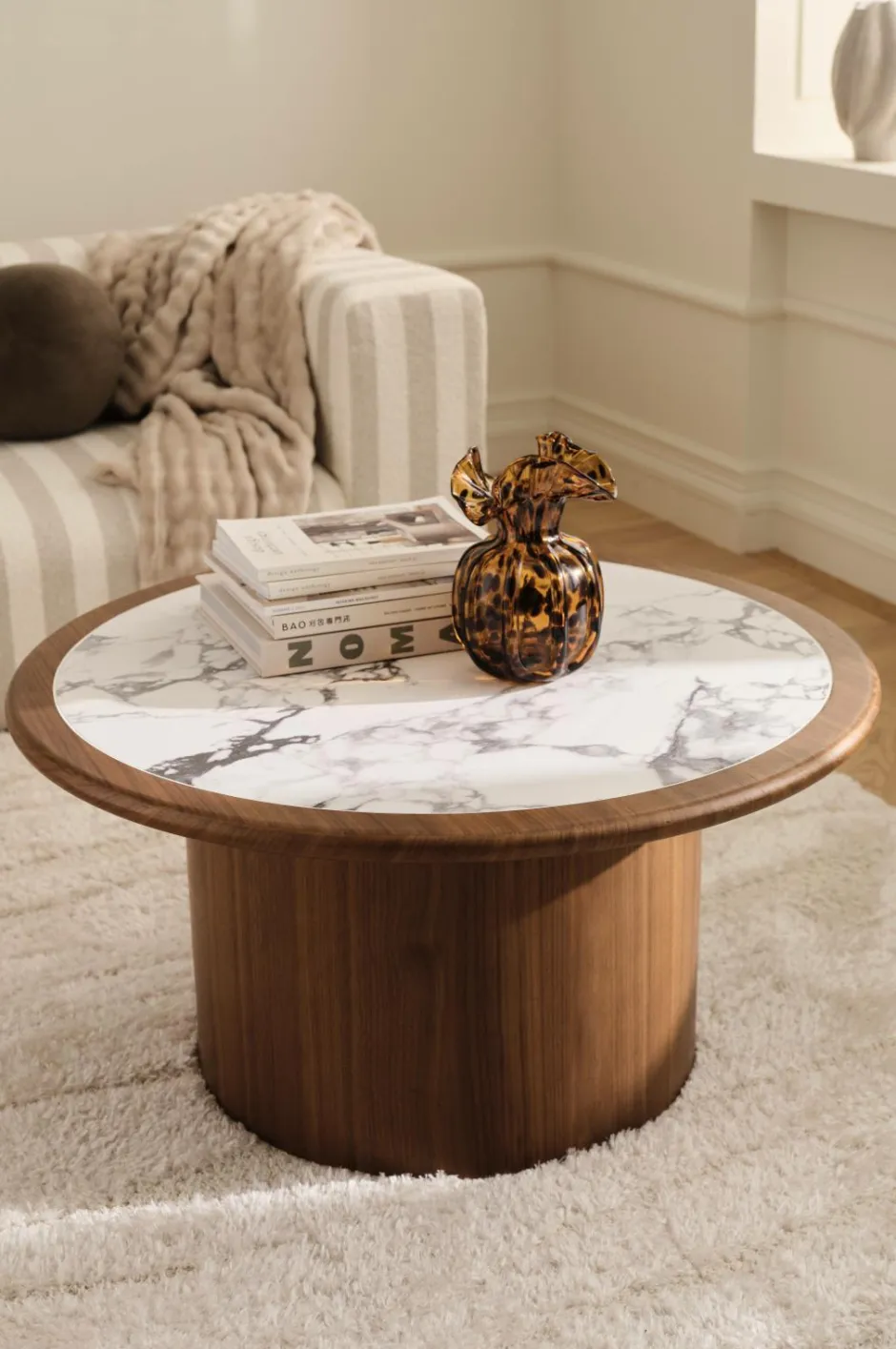 Best Ellos Home Sofabord Ramma Ø 90 cm Brun / marmor