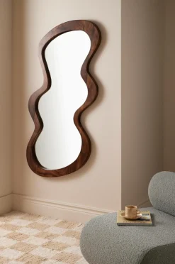 Outlet Ellos Home Spejl Wave Mørkebrun