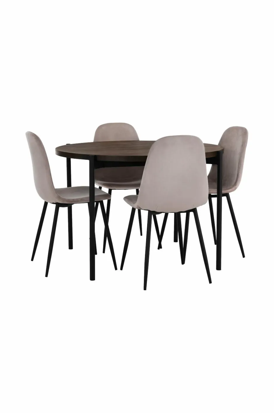 Discount Ellos Home Spisebordssæt Gilda med 1 bord og 4 stole Brunt bord/beige stole