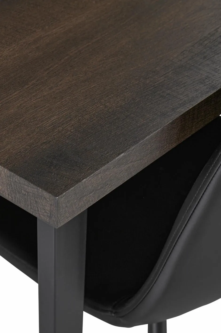 Discount Ellos Home Spisegruppe Ritha med bord 220x100 cm + 8 stole Imiteret læder Brun/sort