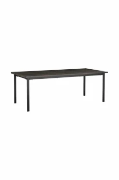 Discount Ellos Home Spisegruppe Ritha med bord 220x100 cm + 8 stole Imiteret læder Brun/sort
