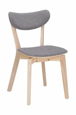 Ellos Home Spisegruppe Ridney med 1 bord + 4 stole med polstring Vitlaserad Grå