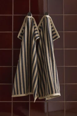 Sale Ellos Home Sæt med frottéhåndklæder Stripe 2 dele Beige grå