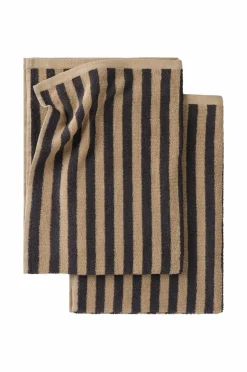 Sale Ellos Home Sæt med frottéhåndklæder Stripe 2 dele Beige grå