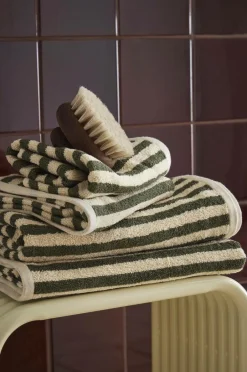 New Ellos Home Sæt med frottéhåndklæder Stripe 4 dele Grøn farve