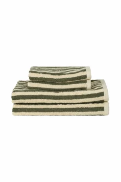 New Ellos Home Sæt med frottéhåndklæder Stripe 4 dele Grøn farve