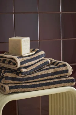 Online Ellos Home Sæt med frottéhåndklæder Stripe 4 dele Beige grå