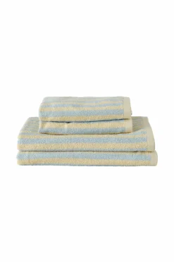 New Ellos Home Sæt med frottéhåndklæder Stripe 4 dele Lyseblå