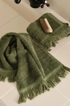 Online Ellos Home Sæt med frottéhåndklæder Molly 2 dele Mørkegrøn