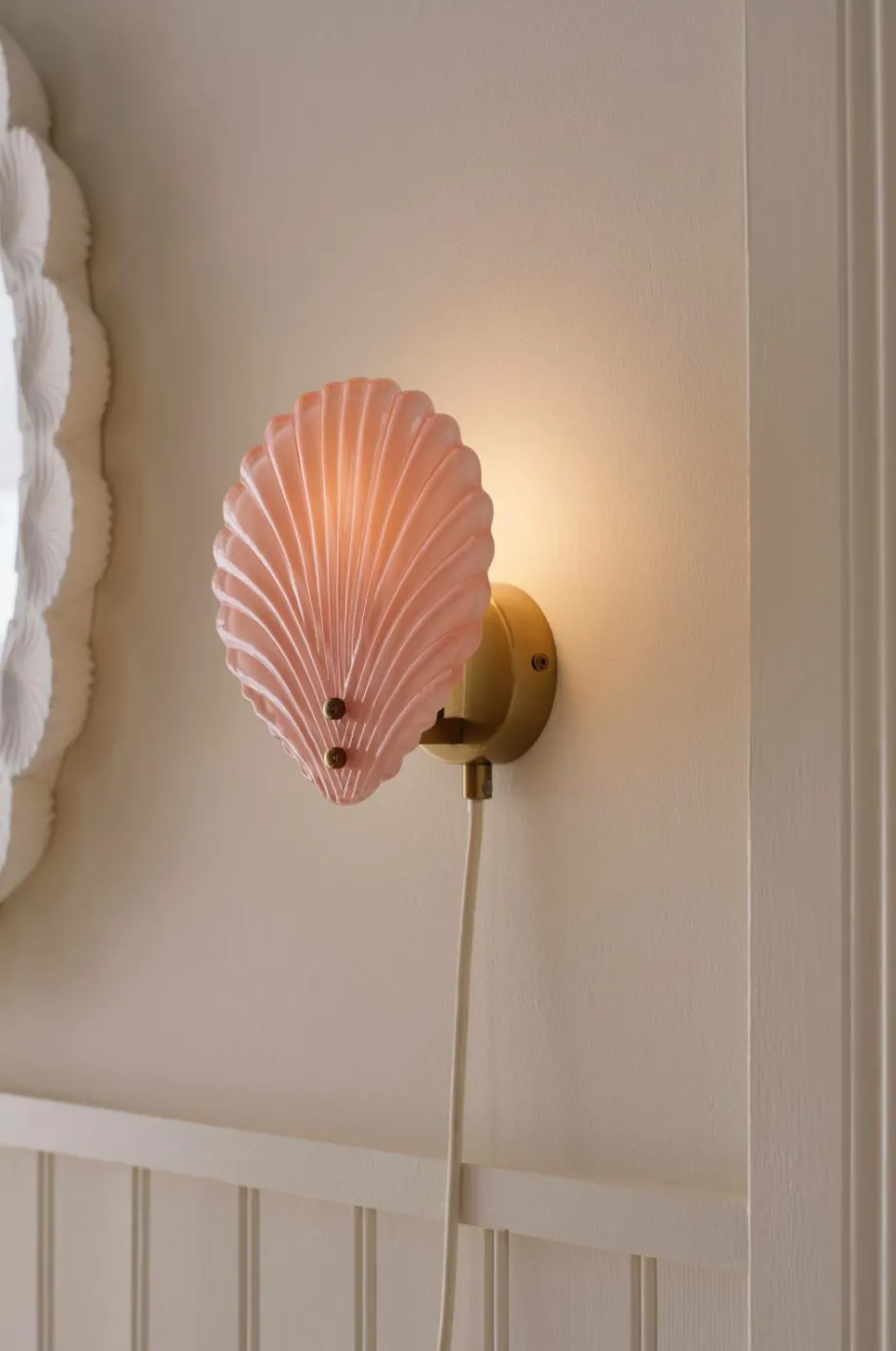 Best Ellos Home Væglampe Shella Rosa/messing