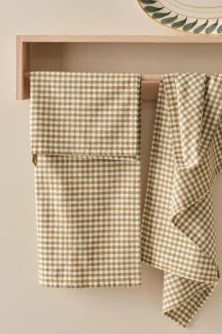 New Ellos Home Viskestykke Ramona Check 2-pak Guldbrun