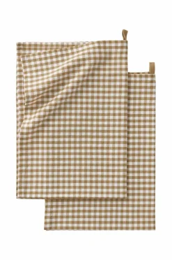 New Ellos Home Viskestykke Ramona Check 2-pak Guldbrun