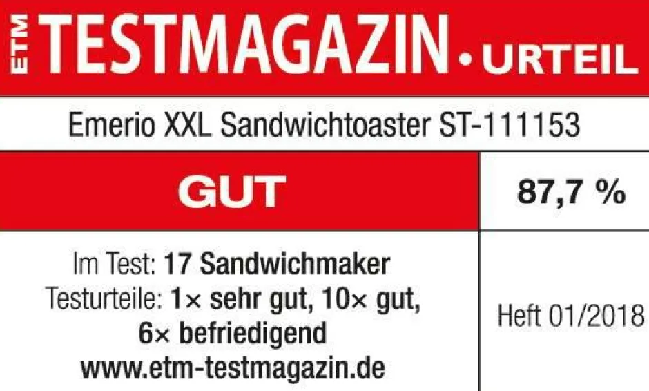 Best Emerio Sandwichtoaster, 4 skiver XXL Black