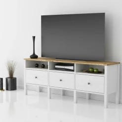 Best Hanah Home TV-bænk Doha Hvid træstruktur