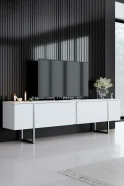 Best Hanah Home TV-bænk Laurel Hvid/sølv
