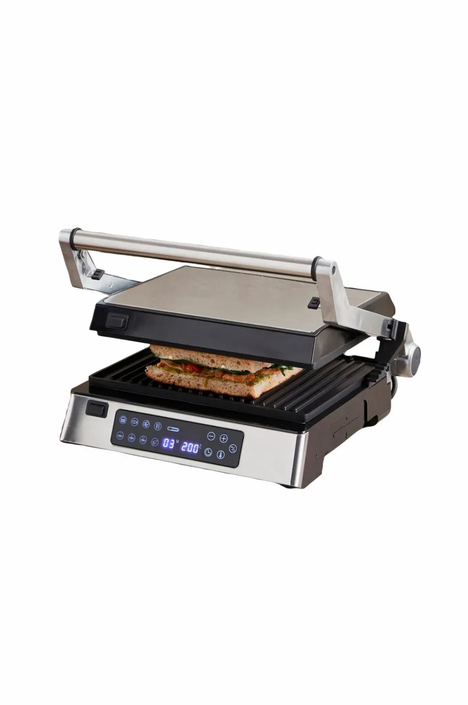 Outlet Haws Bordgrill / Panini-grill med digitalt termometer 2000W Sølv