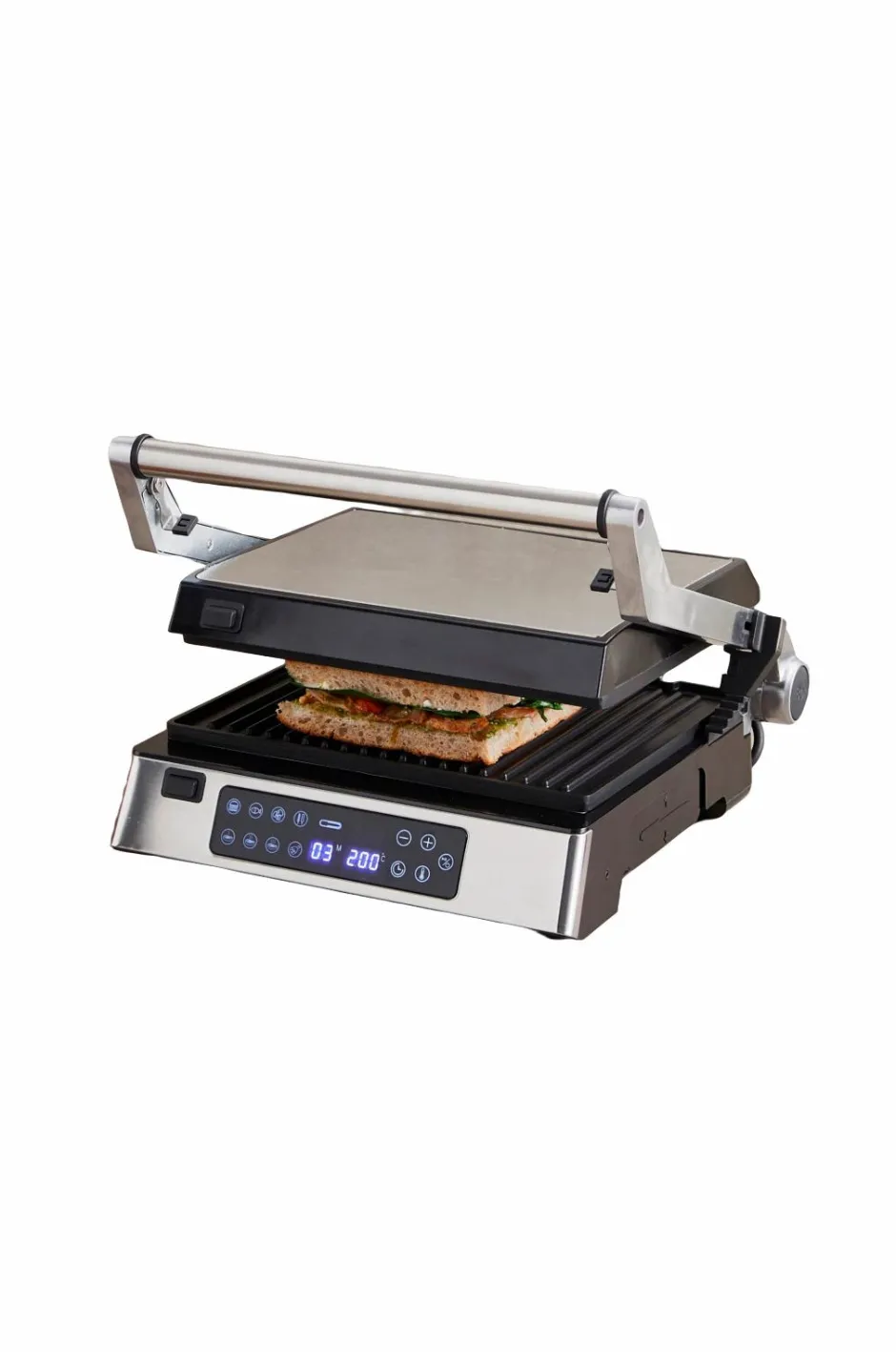 Outlet Haws Bordgrill / Panini-grill med digitalt termometer 2000W Sølv