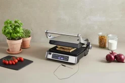 Outlet Haws Bordgrill / Panini-grill med digitalt termometer 2000W Sølv
