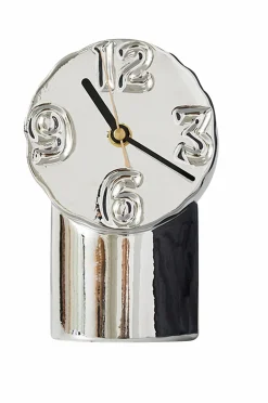 HKliving Retro keramisk ur H. 17,5 cm Krom