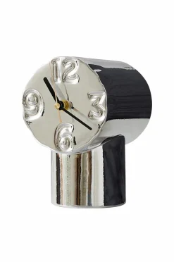 HKliving Retro keramisk ur H. 17,5 cm Krom
