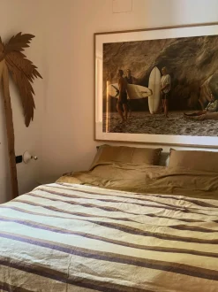 Online HKliving Vida stribet sengetæppe kastanje/creme Multi