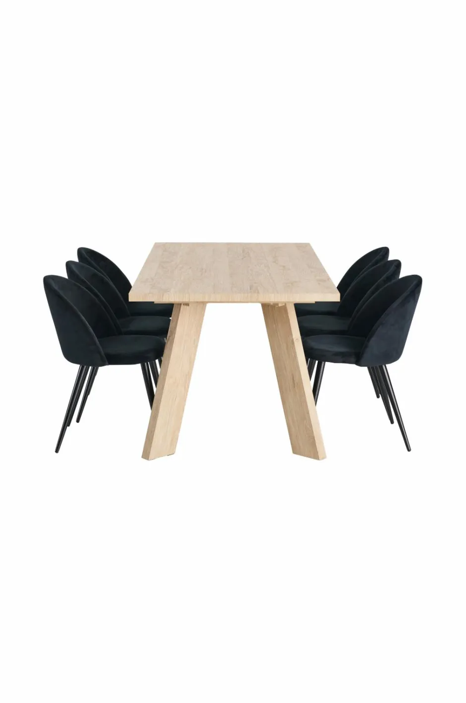 Hot &Home Country spisegruppe med 1 bord + 6 stole Hvidlakeret bord / sorte stole