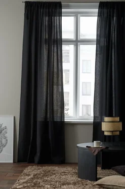 Sale &Home Gardin med løbegang i halvpanama 2-pak Sort