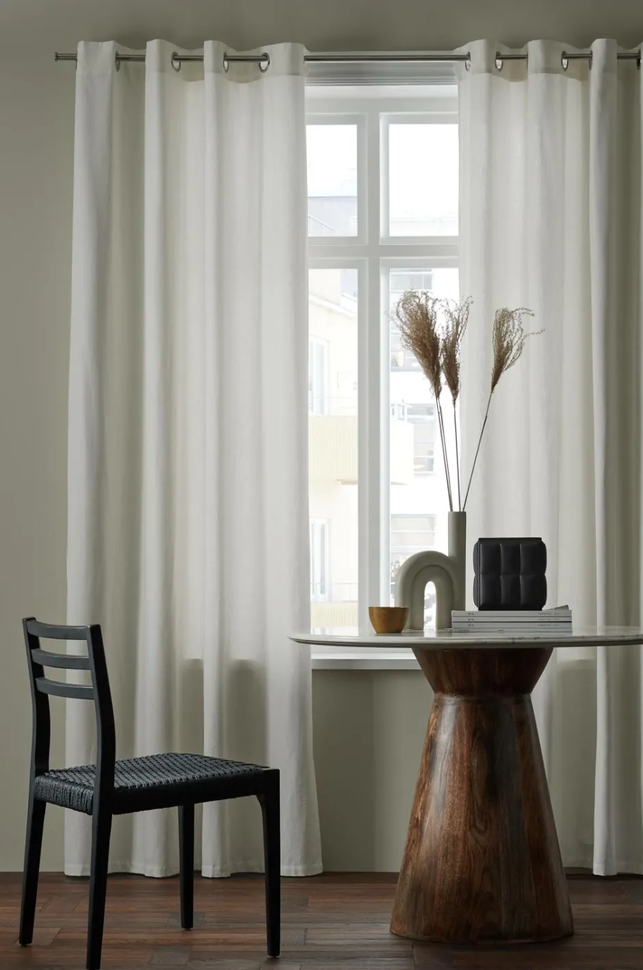 Clearance &Home Gardin med ringe i halvpanama 2-pak Offwhite